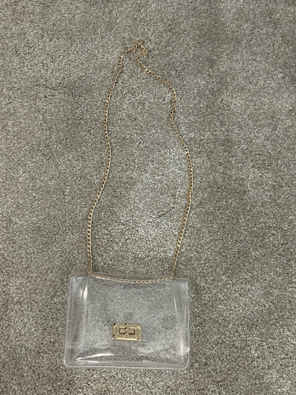 Transparent Clear Crossbody Bag with Gold Chain Strap